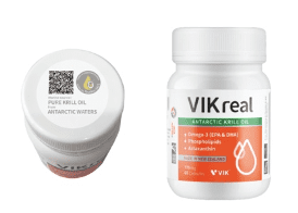 VIK becomes the latest dietary supplement granted the ORIVO origin guarantee in China Bottle of VIK krill oil product