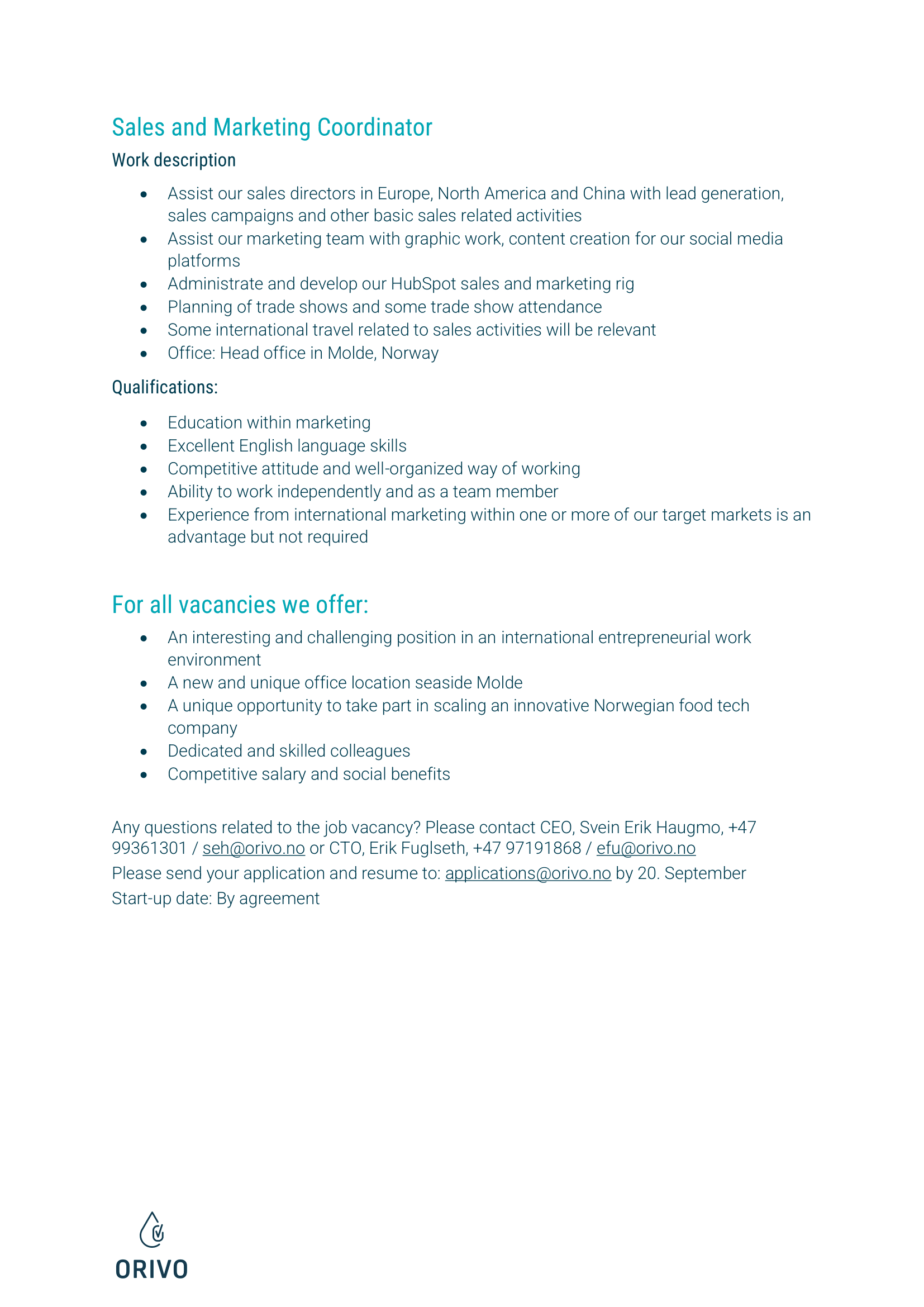 2409 Work description vacancies ORIVO 2